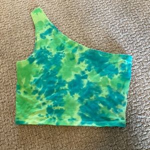 Zumiez Green and Blue Tye Dye off the shoulder top